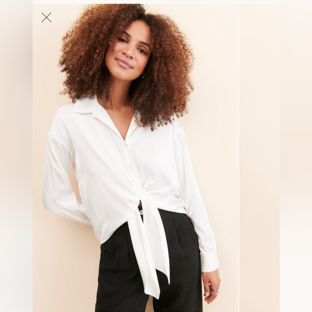 Hutch white satin tie top 2X